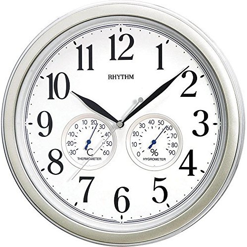 Rhythm(Japan) Analog Thermometer/ Hygrometer, Silent Silky Move Value Added Wall Clock